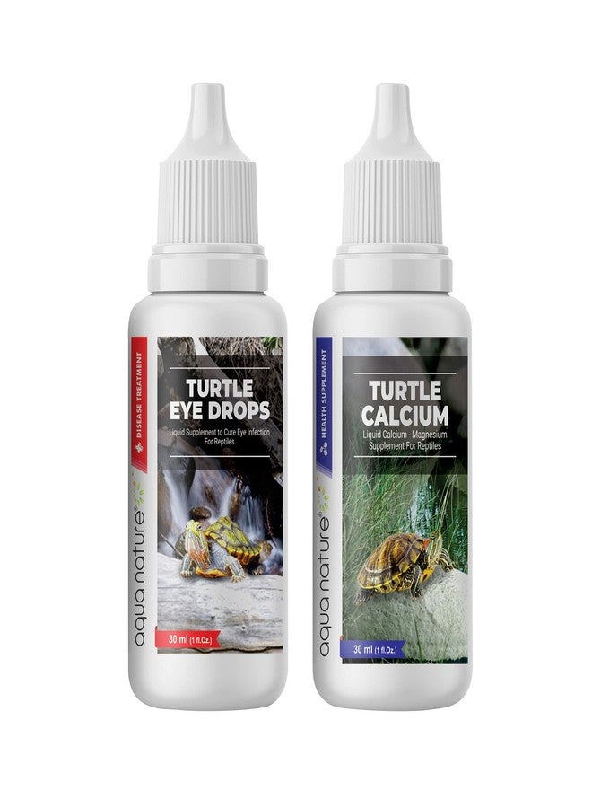aqua nature AquaNature® Turtle Eye Drops&Turtle Calcium Supplement for Swollen,Inflamed,Infected Eye&for Strong Shell and Provide Essential Calcium of Healthy Turtle Healthcare 30Ml Each - Image 1